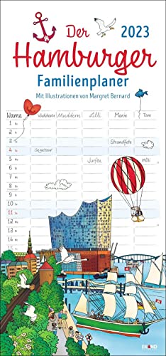 Der Hamburger Familienplaner 2023 - Wandkalender mit 5 Spalten und Schulferien - 21 x 45 cm von Eiland Kalenderverlag