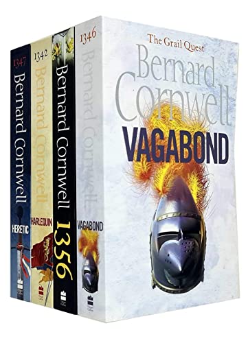 The Grail Quest Collection Bernard Cornwell 4 Books Set Pack (1356, Harlequin, Vagabond, Heretic) - Bernard Cornwell