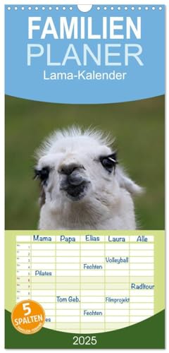 Familienplaner 2025 - Lama-Kalender mit 5 Spalten (Wandkalender, 21 cm x 45 cm), CALVENDO: Ein Kalender über eine in unseren Breiten eher seltenen Spezies von CALVENDO