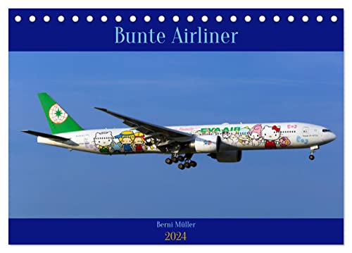 Bunte Airliner (Tischkalender 2024 DIN A5 quer), CALVENDO Monatskalender von CALVENDO