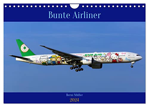 Bunte Airliner (Wandkalender 2024 DIN A4 quer), CALVENDO Monatskalender von CALVENDO