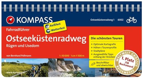 KOMPASS Fahrradführer Ostseeküstenradweg 1 Rügen und Usedom: mit Routenkarten im optimalen Maßstab. von Kompass