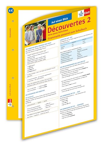 Découvertes Série jaune / Série bleue 2 - Auf einen Blick: Grammatik passend zum Schulbuch - Klappkarte (6 Seiten) (Découvertes. Série jaune (ab Klasse 6). Ausgabe ab 2012) von Klett Lerntraining
