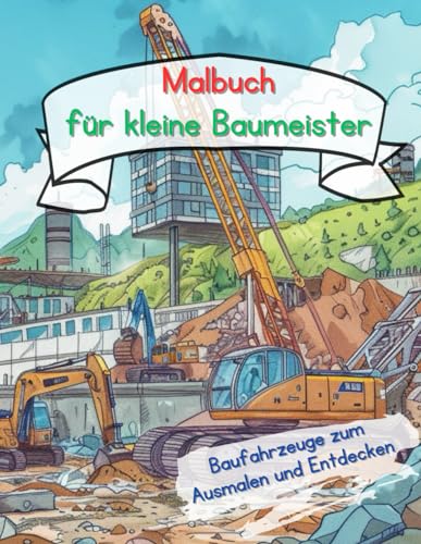 Malbuch für kleine Baumeister: Baufahrzeuge zum Ausmalen und Entdecken von Independently published