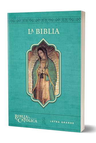 La Biblia Católica: Tamaño grande, Edición letra grande. Rústica, azul, con Virgen