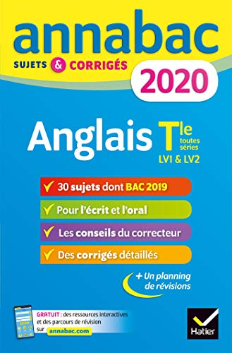 Annales Annabac 2020 Anglais Tle toutes séries LV1 et LV2: sujets et corrigés du bac Terminale toutes séries von HATIER