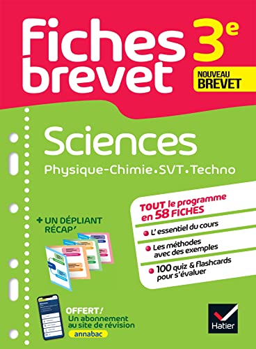 Fiches brevet - Sciences 3e (Physique-Chimie, SVT, Technologie) Brevet 2025: tout le programme en fiches de révision détachables Fiches brevet - Sciences 3e (Physique-Chimie, SVT, Technologie) Brevet 2025: tout le programme en fiches de révision détachables