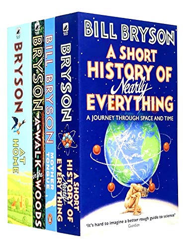 Bill Bryson Collection 4 Books Set (A Short History of Nearly Everything, Mother Tongue, A Walk In The Woods, At Home)