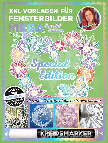 Bine Brändle XXL Vorlagen für Fensterbilder MEGA Special Edition - Das Original - 16 große Vorlagenbögen und Kreidemarker