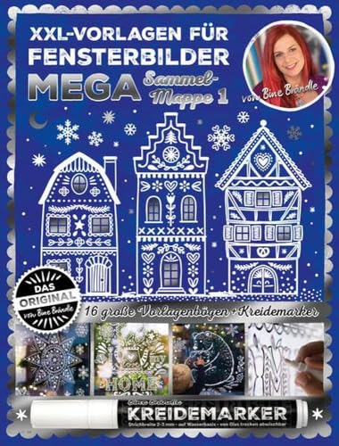 Bine Brändle - XXL Vorlagen für Fensterbilder - Mega Sammelmappe 1 - Das Orignal: 16 große Vorlagebögen mit Kreidemarker