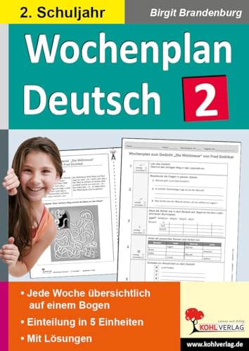 Wochenplan Deutsch / Klasse 2: Jede Woche übersichtlich auf einem Bogen! (2. Schuljahr)