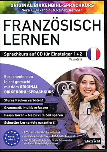 Französisch lernen für Einsteiger 1+2 (ORIGINAL BIRKENBIHL): Sprachkurs auf 2 CDs inkl. Gratis-Schnupper-Abo für den Onlinekurs (Version 2023) von Klarsicht Verlag