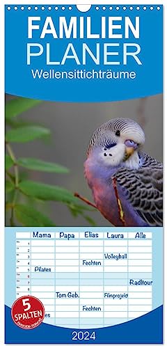 Familienplaner 2024 - Wellensittichträume - Der neue Wellensittich-Naturkalender mit 5 Spalten (Wandkalender, 21 cm x 45 cm) CALVENDO von CALVENDO