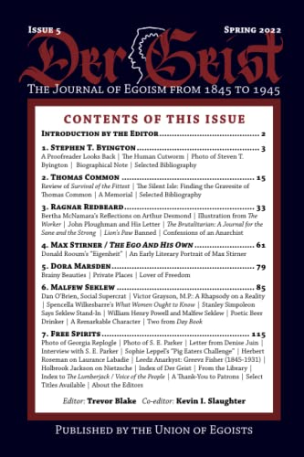 Der Geist Issue 5: The Journal of Egoism From 1845–1945.