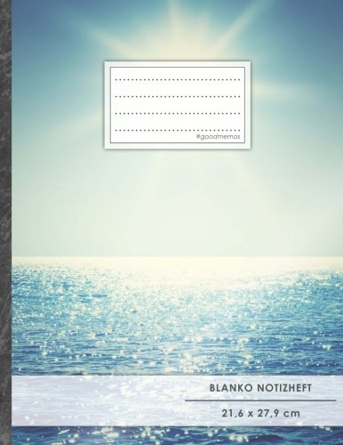 Blanko Notizbuch • A4-Format, 100+ Seiten, Soft Cover, Register, „Meeresspiegel“ • Original #GoodMemos Blank Notebook • Perfekt als Zeichenbuch, Skizzenbuch, Blankobuch, Leeres Malbuch