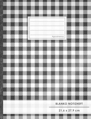 Blanko Notizbuch • A4-Format, 100+ Seiten, Soft Cover, Register, „Schwarze Karos“ • Original #GoodMemos Blank Notebook • Perfekt als Zeichenbuch, Skizzenbuch, Blankobuch, Leeres Malbuch