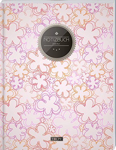 TULPE Blanko Notizbuch A4 „C035 Blumen“ (140+ Seiten, Vintage Softcover, Seitenzahlen, Register, Weißes Papier - Dickes Notizheft, Skizzenbuch, Zeichenbuch, Blankobuch, Sketchbook)