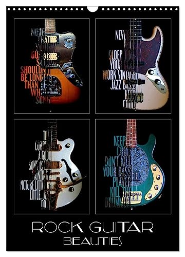 Rock Guitar Beauties (Wall Calendar 2025 DIN A3 portrait), CALVENDO 12 Month Wall Calendar: Guitars with cool sayings