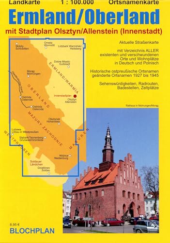 Landkarte Ermland/Oberland: mit Stadtplan Olsztyn/Allenstein (Ostpreußen-Landkarten) von BLOCHPLAN