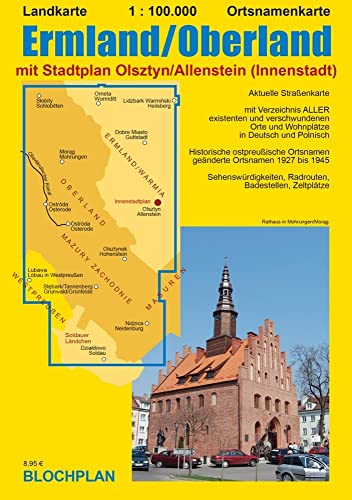 Landkarte Ermland/Oberland: mit Stadtplan Olsztyn/Allenstein (Ostpreußen-Landkarten) von BLOCHPLAN