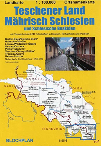Landkarte Teschener Land/Mährisch Schlesien: und Schlesische Beskiden (Schlesien-Landkarten)