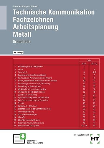 Technische Kommunikation: Fachzeichnen - Arbeitsplanung - Metall Grundstufe von Verlag Handwerk und Technik