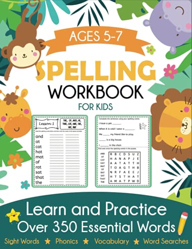 Spelling Workbook for Kids Ages 5-7: Learn and Practice Over 350 Essential Words Including Sight Words and Phonics Activities von Blue Wave Press