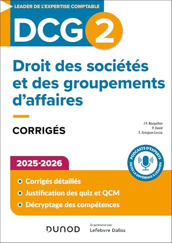 DCG 2 - Droit des sociétés et des groupements d'affaires - Corrigés 2025-2026 von DUNOD