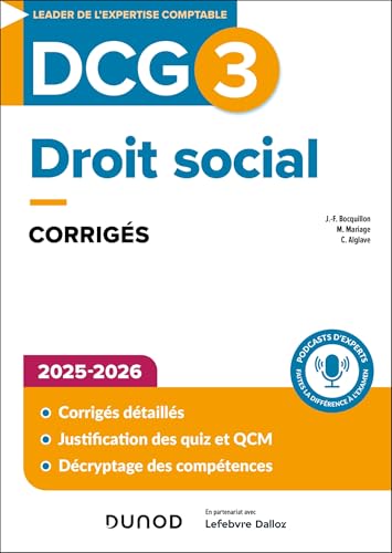 DCG 3 - Droit social - Corrigés 2025-2026 von DUNOD