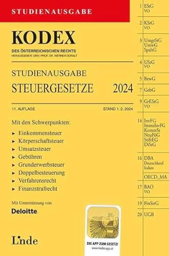 KODEX Studienausgabe Steuergesetze 2024: Studienausgabe von Linde Verlag Ges.m.b.H.