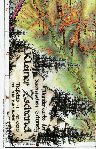 Kleiner Zschand 1:10000: Wanderkarte der Sächsischen Schweiz. Kuhstall - Hinteres Raubschloss