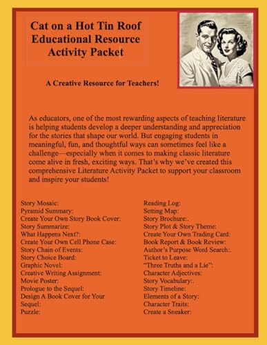 Cat on a Hot Tin Roof Educational Resource Activity Packet von Independently published