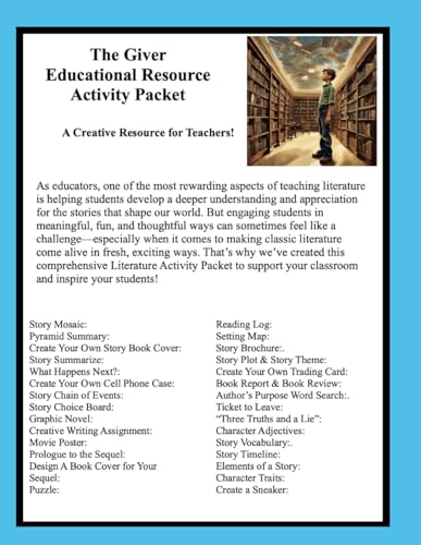 The Giver Educational Resource Activity Packet von Independently published