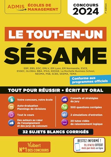 Le tout-en-un SÉSAME - 32 sujets blancs - Ecrits et oraux - Tutos offerts: Concours 2024
