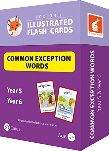 Common Exception Words Flash Cards: Year 5 and Year 6 Words - Perfect for Home Learning - with 102 Colourful Illustrations (Foxton's Illustrated Flash Cards)