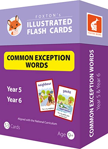 Common Exception Words Flash Cards: Year 5 and Year 6 Words - Perfect for Home Learning - with 102 Colourful Illustrations (Foxton's Illustrated Flash Cards) von Foxton Books