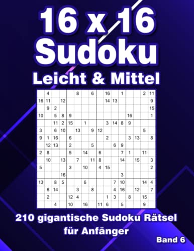 16 x 16 Sudoku Rätsel für Anfänger: 210 Großdruck Sudoku in Leicht & Mittel