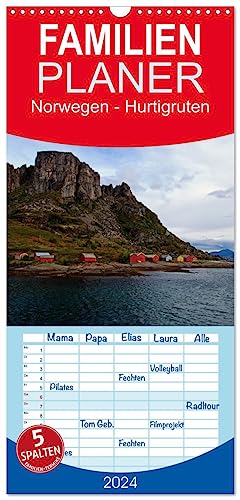 Familienplaner 2024 - Norwegen - Hurtigruten mit 5 Spalten (Wandkalender, 21 cm x 45 cm) CALVENDO