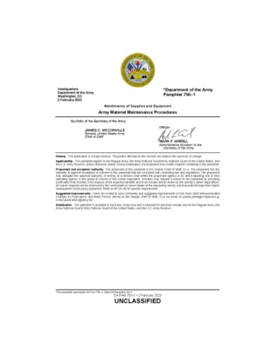 PAM 750 – 1 Maintenance of Supplies and Equipment Army Materiel Maintenance Procedures von Independently published