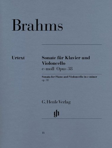Johannes Brahms: Cello Sonata In E Minor Op.38 (Urtext Edition). Für Cello, Klavierbegleitung