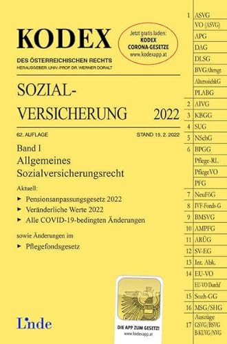 KODEX Sozialversicherung 2022, Band I (Kodex des Österreichischen Rechts) von Linde Verlag Ges.m.b.H.