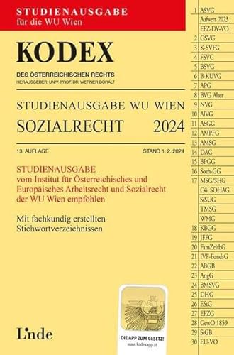 KODEX Studienausgabe Sozialrecht WU 2024: Studienausgabe für die WU Wien von Linde Verlag Ges.m.b.H.