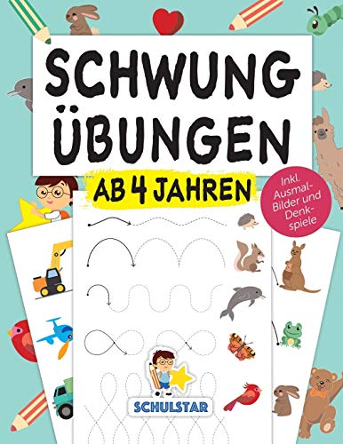 Schwungübungen ab 4 Jahren: Erste Schwünge, um Schreiben, Lesen & Zeichnen zu lernen. Großer A4 Vorschulblock ab Kindergarten & Vorschule für Konzentration, Feinmotorik & Augen-Hand-Koordination Schwungübungen ab 4 Jahren: Erste Schwünge, um Schreiben, Lesen & Zeichnen zu lernen. Großer A4 Vorschulblock ab Kindergarten & Vorschule für Konzentration, Feinmotorik & Augen-Hand-Koordination