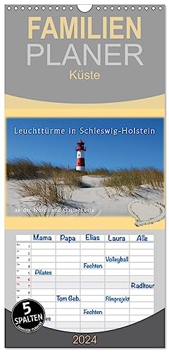 Familienplaner 2024 - Leuchttürme Schleswig-Holsteins mit 5 Spalten (Wandkalender, 21 cm x 45 cm) CALVENDO