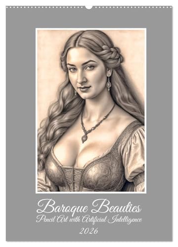 Baroque Beauties, Pencil Art with Artificial Intelligence (Wall Calendar 2026 DIN A2 portrait), CALVENDO 12 Month Wall Calendar: Different female characters, but all are beautiful and captivating. von Calvendo