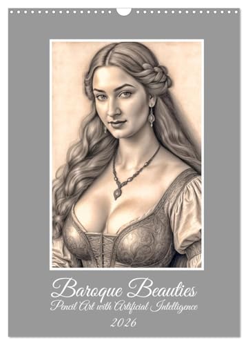 Baroque Beauties, Pencil Art with Artificial Intelligence (Wall Calendar 2026 DIN A3 portrait), CALVENDO 12 Month Wall Calendar: Different female characters, but all are beautiful and captivating. von Calvendo