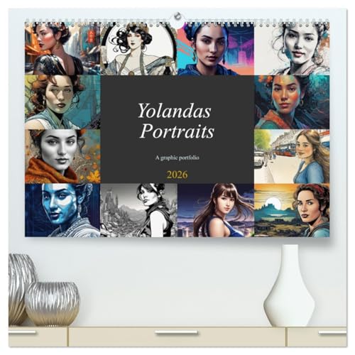 Yolanda's portraits, a graphic portfolio (High Quality Premium Wall Calendar 2026 DIN A2 landscape),CALVENDO 12 Month Wall Calendar: A face in twelve pictorial manifestations von Calvendo