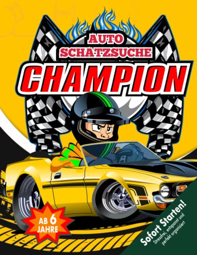 Auto Schatzsuche Kindergeburtstag ab 6 Jahren: Helft bei dieser Schnitzeljagd dem Rennfahrer Mr. Green der Rennfahrer-Champion zu werden. Gebt Vollgas! (Bravo Schatzsuche)