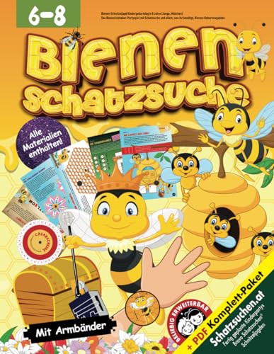 Bienen-Schnitzeljagd Kindergeburtstag 6-8 Jahre (Junge, Mädchen): Das Bienenliebhaber-Partyspiel mit Schatzsuche und allem, was ihr benötigt, Bienen-Geburtstagsdeko (Bravo Schatzsuche)