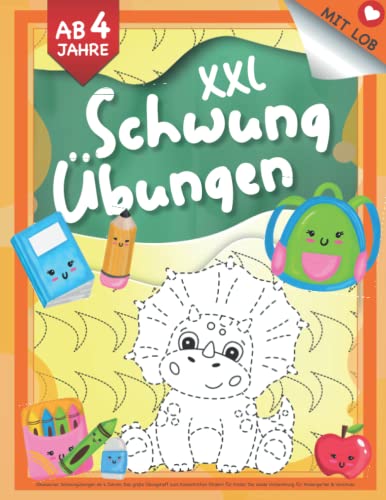 Dinosaurier Schwungübungen ab 4 Jahren: Das große Übungsheft zum Konzentration fördern für Kinder. Die ideale Vorbereitung für Kindergarten & Vorschule. (Mit Lob & Freude., Band 8) von Independently published